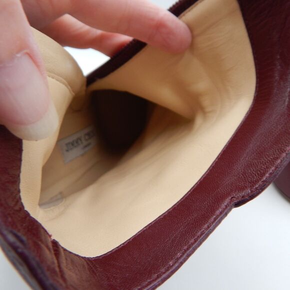 Jimmy Choo Mitchel 100 Wine Burgundy Leather Ankle Boots Booties Women Size 37.5 - Picture 11 of 15